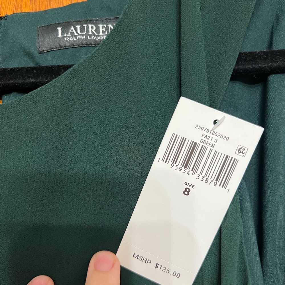Green ruffled NWT size 8 Ralph Lauren dress.